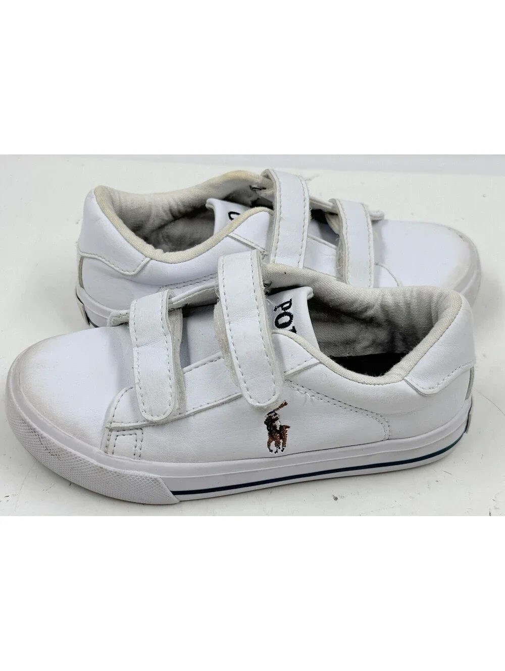 Polo Ralph Lauren Toddler Sneakers Sz 10 White Round Toe Athletic Casual Shoes